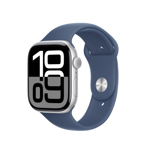 Apple Watch Series 10 42mm Silver Aluminium Case with Denim Sport Band