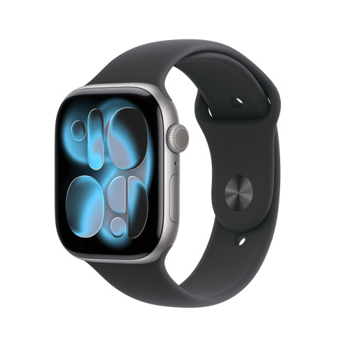 Apple Watch Series 11 46mm Space Gray Aluminum Case with Black Sport Band